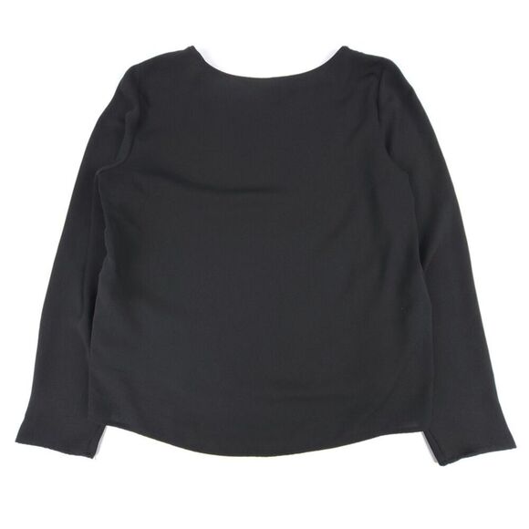 ZARA Textured Crepe Long Sleeve Asymmetric Blouse Flowy Top Minimal Large Black - Picture 5 of 7